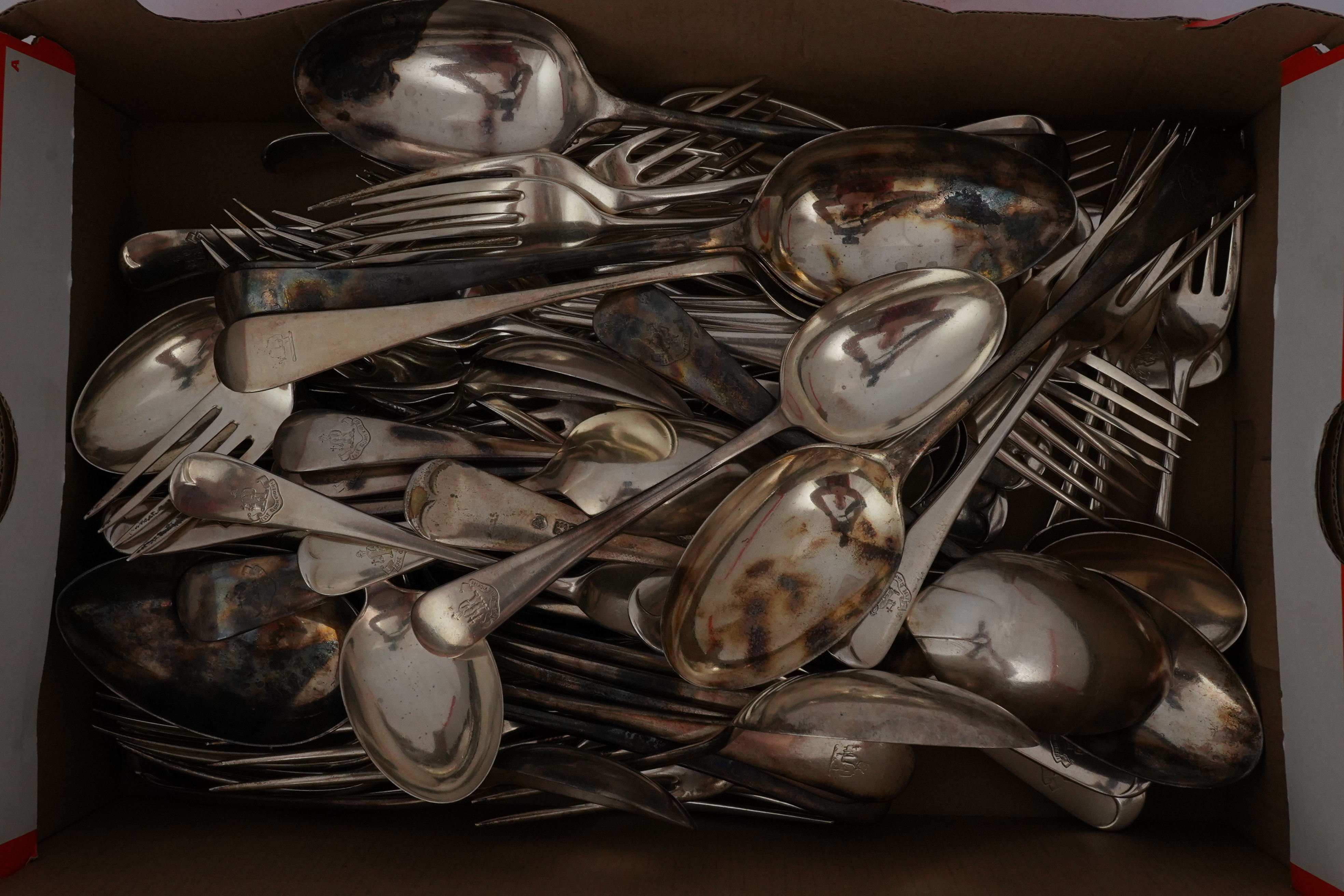 A harlequin part canteen of Edwardian and later silver Old English pattern flatware, various dates and makers